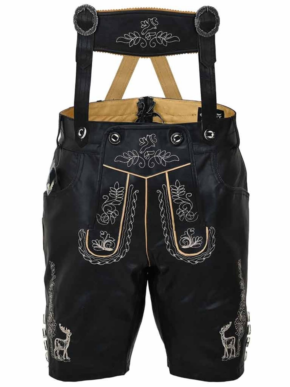 Bavarian Lederhosen Albert Black Leather Men Oktoberfest Cultural Outfit